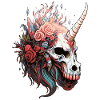 Einhornschädel mit Blumen 