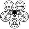 Black Demon Skull and Esoteric Symbols