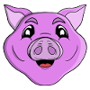 Sourire du cochon violet