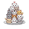 Cute Cat Stack With Heart Cartoon