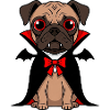 Cute Pug Vampire Halloween Cartoon Funny