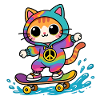Mehrfarbiges Katzen-Skateboard