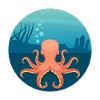 Nautic Design Underwater Octopus Circle Art