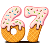 Cartoon Number 67 IceCream Cones