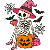 Pink Cute Halloween Witch Skeleton