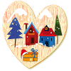 Village d’hiver avec maisons