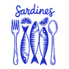 Sardines Feast Blue Illustration