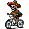 Skeleton on Bicycle in Sombrero