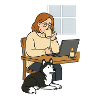 Kaffeepause im Homeoffice Hund
