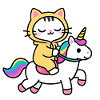 Katze auf einem Regenbogen-Einhorn