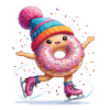 Donut auf Schlittschuhen mit Konfetti