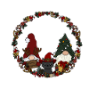 Gnome with cat in Christmas wreath