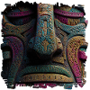 Aztekische Farbrelief Totemmaske