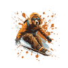 Golden Retriever Dog Snowboard