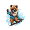 Pomeranian Dog Snowboard