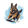 Chien Berger Allemand Snowboard