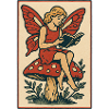 Fairy Reading on Red Mushroom