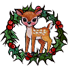 Fawn in Holly Wreath