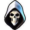 Skull in hooded robe