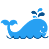 Nautic Design Blue Whale Splash Cartoon