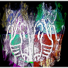 Neon Skeletal Hands Split Art