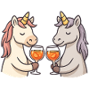 Two unicorns toast