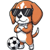 Cool beagle with sunglasses soccer player