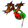 Neon Devil with Headphones DJ