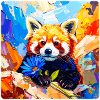 Panda Rouge Fleur Bleue