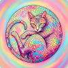Pastel Mosaic Cat Gentle and Artful