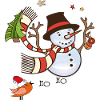 Winter snowman with red scarf