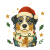 Cute Australian Shepherd in Christmas design