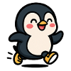 Penguin on the move: joyful leap