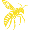 Yellow wasp silhouette on black