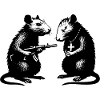 Riot duo with weapon and cross