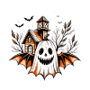 Ghost Pumpkin and Haunted House