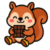 Squirrel with chocolate bar
