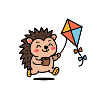 Hedgehog with kite and cup