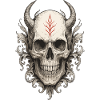 Crimson Rune Horned Skull