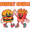 Perfekt par burger og pommes frites sjov illustration
