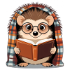 Hedgehog reads book under plaid