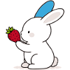 Blue-Eared Bunny; Bunny with strawberry