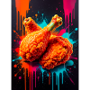 Golden fried chicken bursting through waves