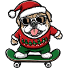 Bouledogue chien Noël drôle