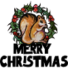 Squirrel Among Holly Wreath