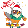 Christmas Owl on Skateboard