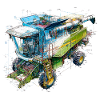 Farbige Blueprint Dreschmaschine, CAD-Design