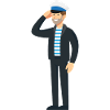 Nautic Design Maritime Striped Saluting Captain