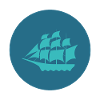 Nautic Design Blue Ship Silhouette Circle