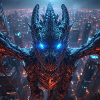 Neon Dragon Over Skyline